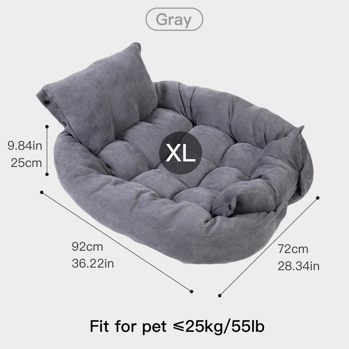 Corduroy Fabric Sofa Bed - CAFSPETHR - PET19 - GY