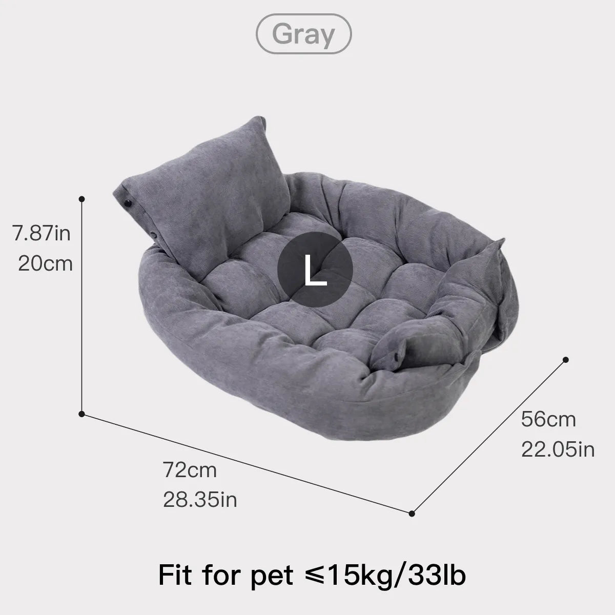 Corduroy Fabric Sofa Bed - CAFSPETHR - PET19 - GY